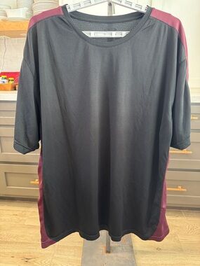 Bombah’s - Men's Black Athletic Tee with Maroon Accents - Size 2XL